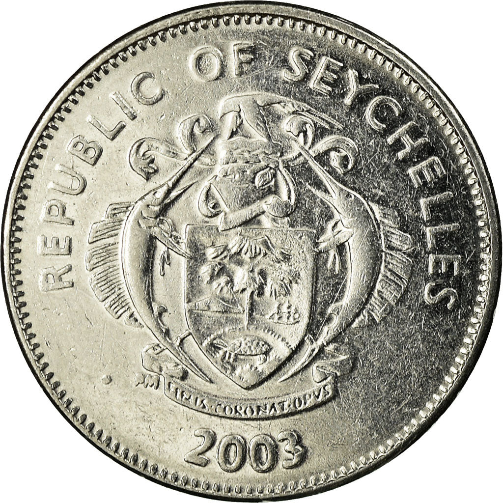 Moeda, Seicheles, 25 Cents, 2003, Pobjoy Mint, EF(40-45), Aço Revestido a