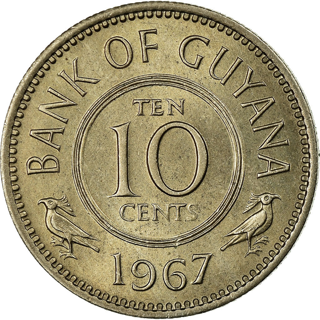 Coin, Guyana, 10 Cents, 1967, EF(40-45), Copper-nickel, KM:33