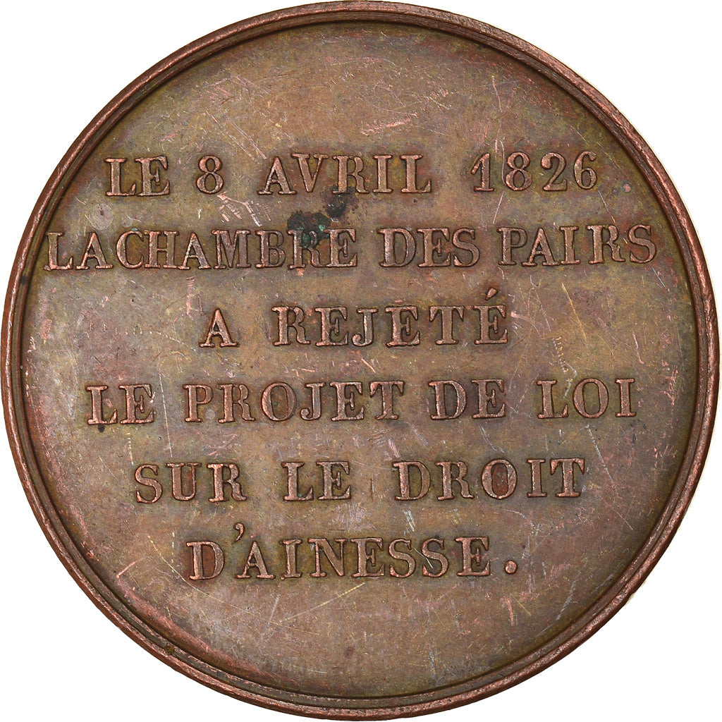 France, Medal, CHARLES X, Projet de Loi sur le Droit d’Ainesse, 1826