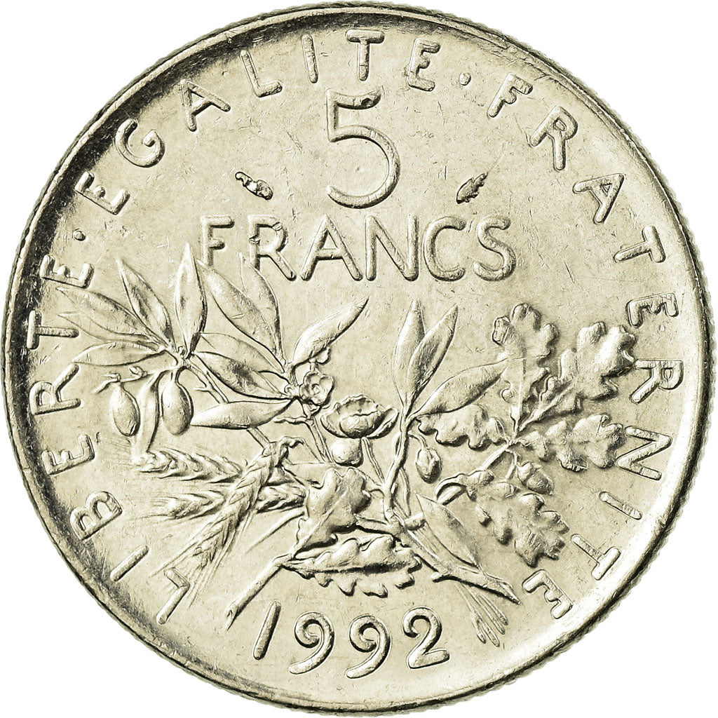 Coin, France, Semeuse, 5 Francs, 1992, Paris, EF(40-45), Nickel Clad