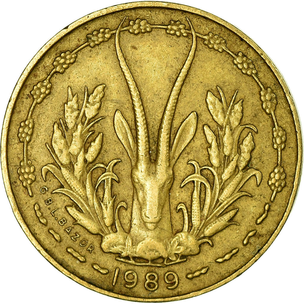 Moneta, Kraje Afryki Zachodniej, 5 Francs, 1989, Paris, EF(40-45)