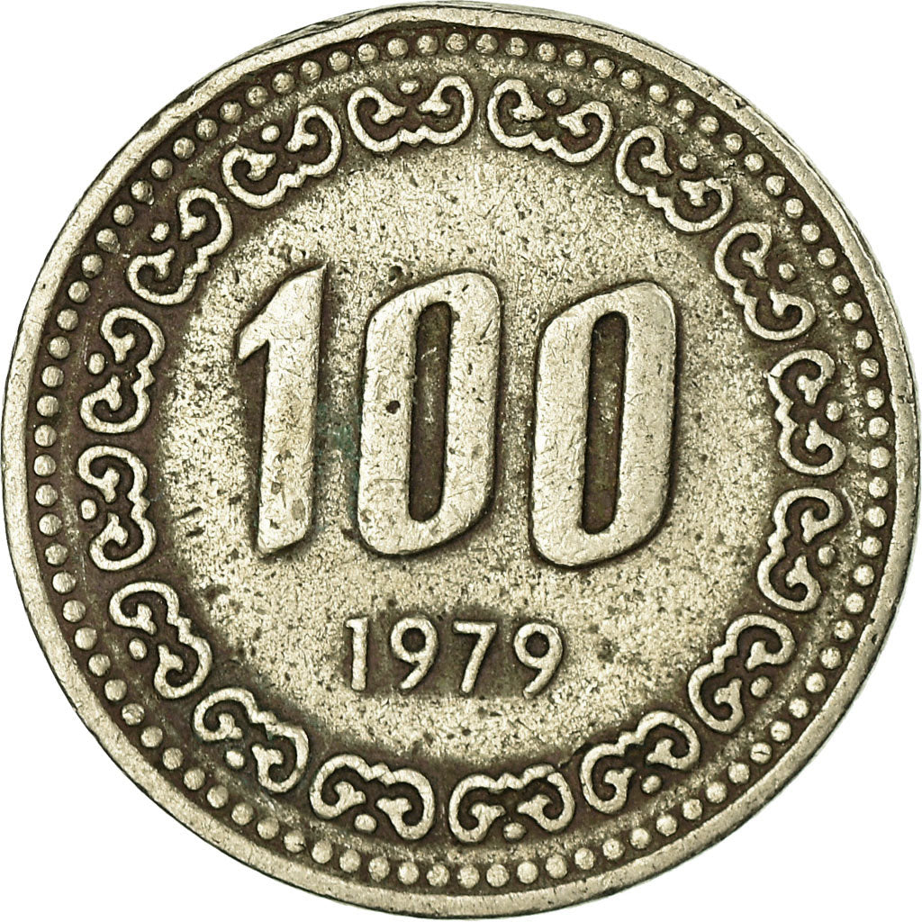 Moneta, KOREA-POŁUDNIOWA, 100 Won, 1979, VF(30-35), Miedź-Nikiel, KM:9