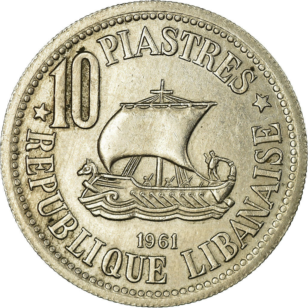 Monnaie, Lebanon, 10 Piastres, 1961, TTB, Copper-nickel, KM:24