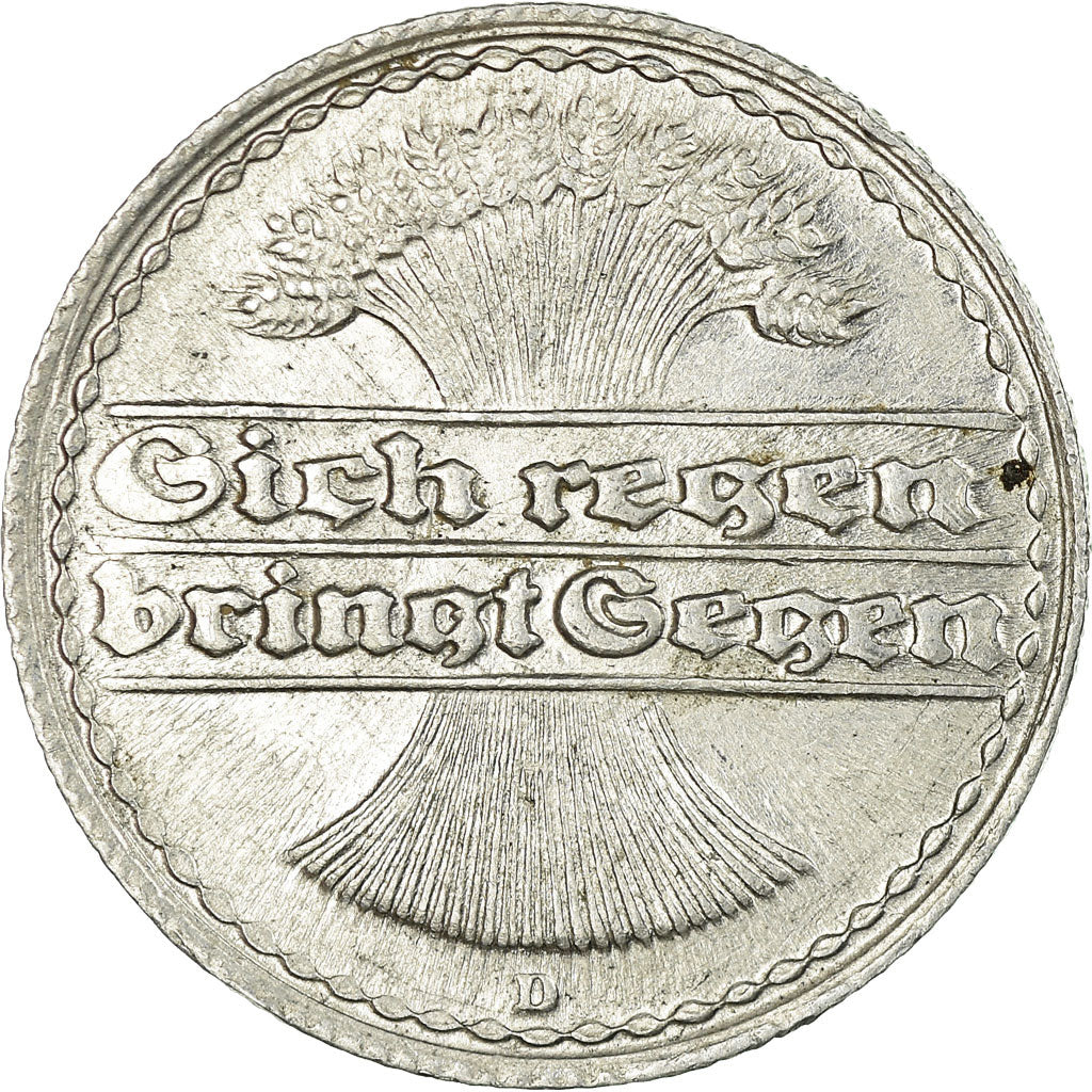 Coin, GERMANY, WEIMAR REPUBLIC, 50 Pfennig, 1920, Munich, EF(40-45), Aluminum