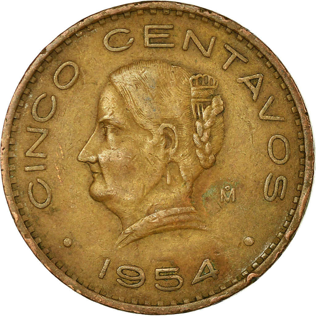 Moneta, Messico, 5 Centavos, 1954, Mexico City, MB+, Bronzo, KM:424