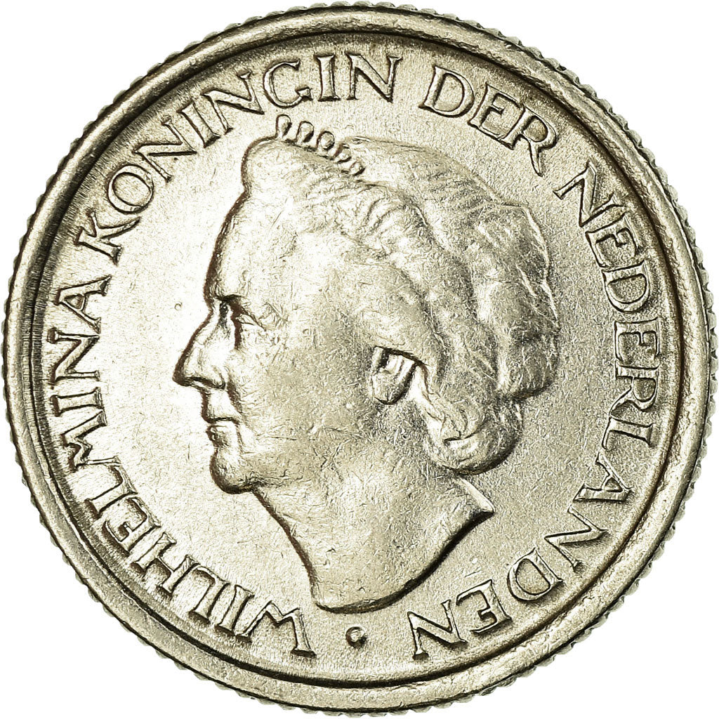 Coin, Netherlands, Wilhelmina I, 25 Cents, 1948, EF(40-45), Nickel, KM:178