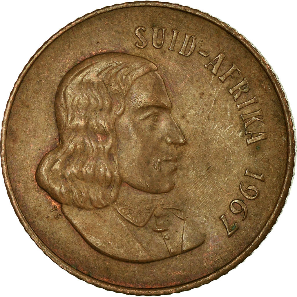Moneda, Sudáfrica, 2 Cents, 1967, BC+, Bronce, KM:66.2
