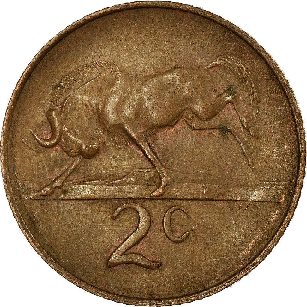 Moneda, Sudáfrica, 2 Cents, 1967, BC+, Bronce, KM:66.2