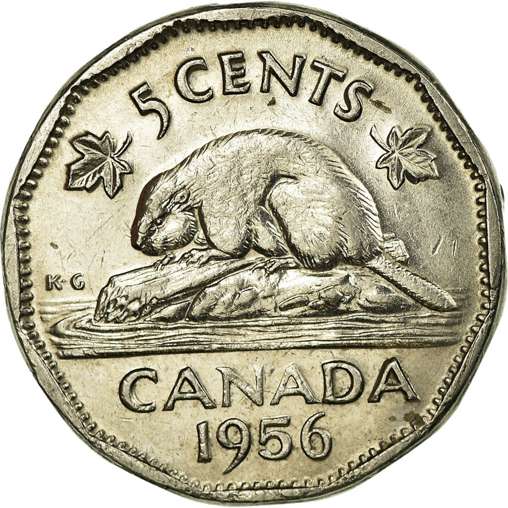 Munten, Canada, Elizabeth II, 5 Cents, 1956, Royal Canadian Mint, Ottawa, ZF