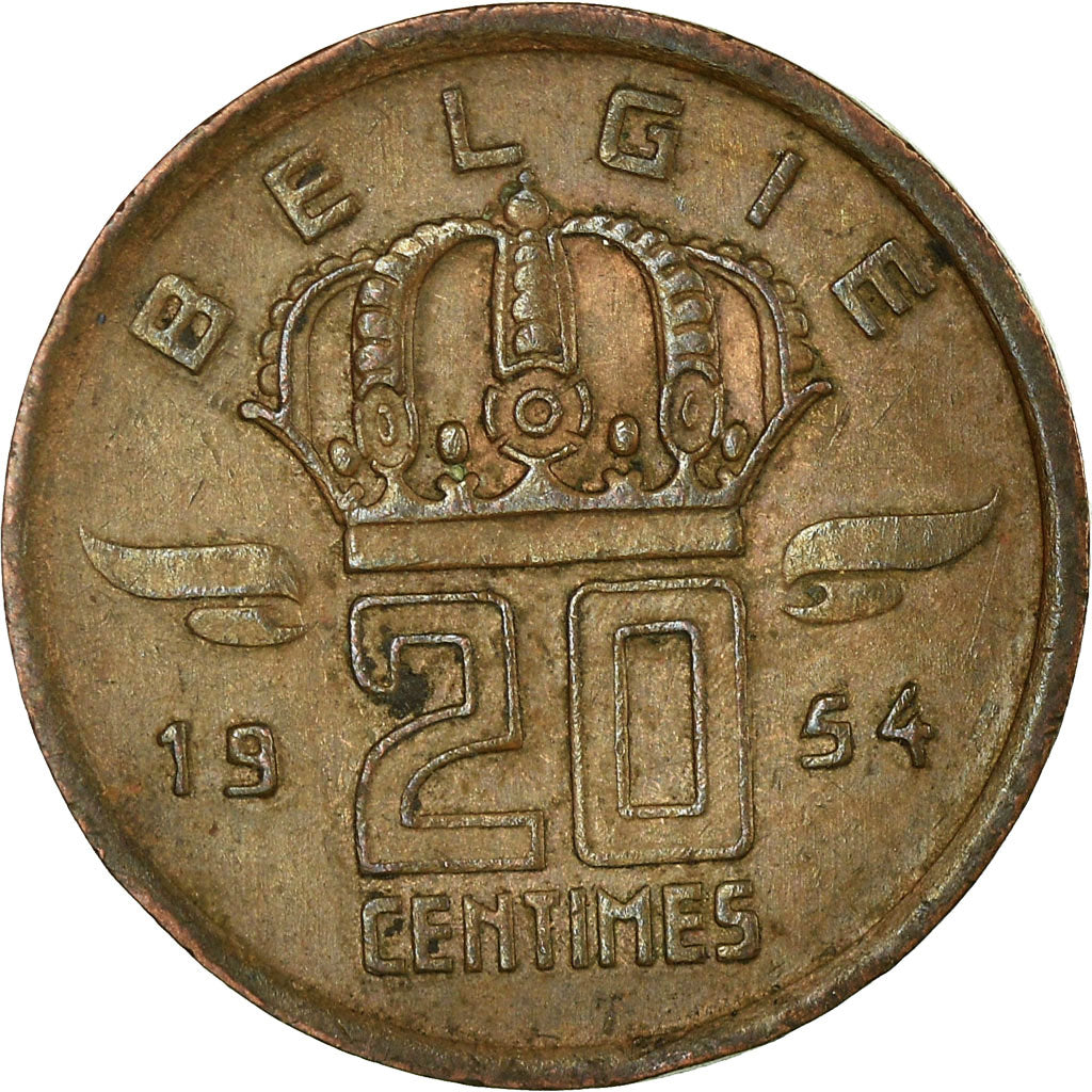 Munten, België, 20 Centimes, 1954, FR+, Bronze, KM:147.1