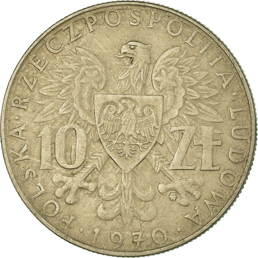 Coin, Poland, 10 Zlotych, 1970, Warsaw, VF(30-35), Copper-nickel, KM:62