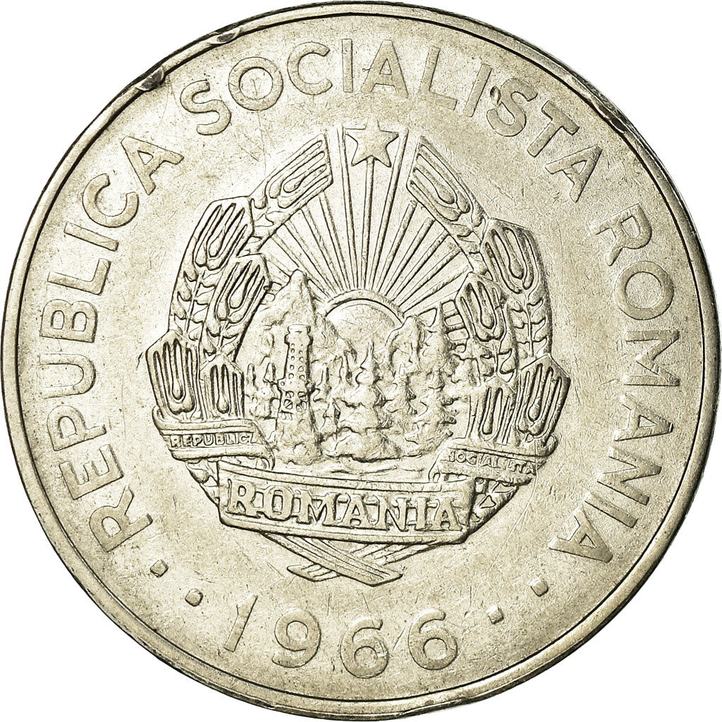 Münze, Rumänien, 3 Lei, 1966, SS, Nickel Clad Steel, KM:96