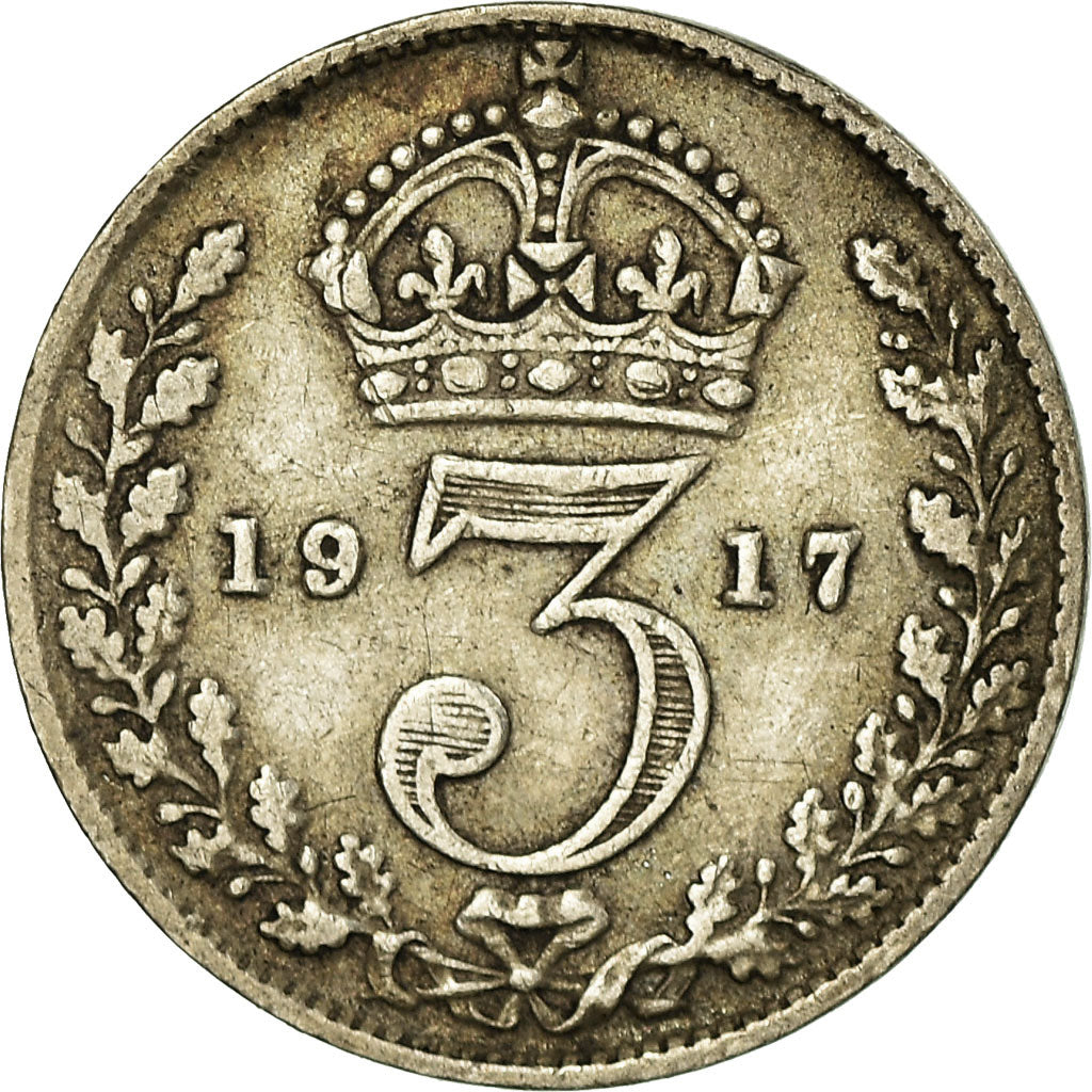 Coin, Great Britain, George V, 3 Pence, 1917, EF(40-45), Silver, KM:813