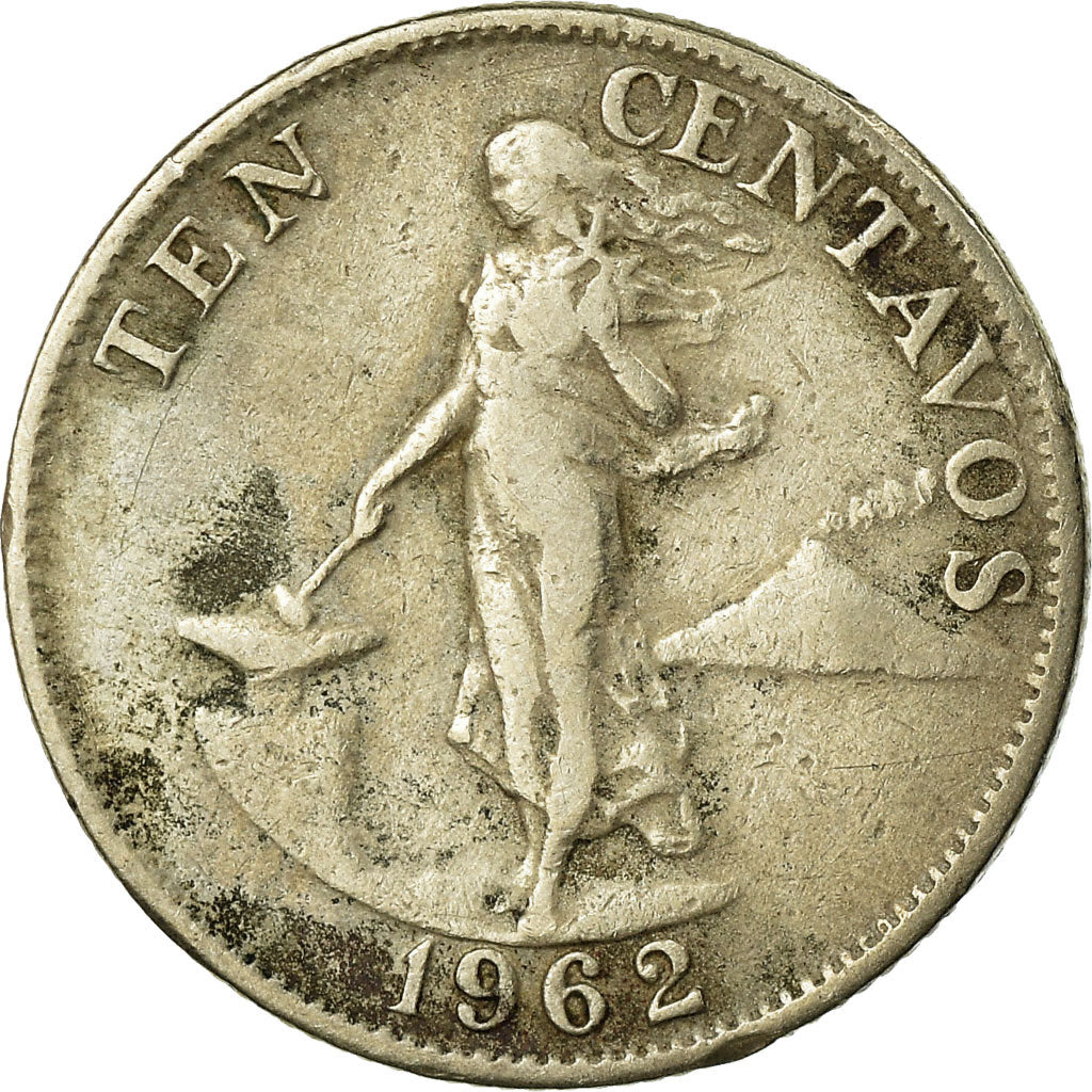 Munten, Fillipijnen, 10 Centavos, 1962, ZF, Copper-Nickel-Zinc, KM:188