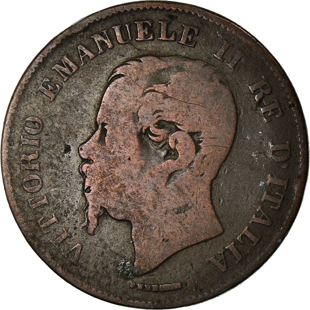 Moneta, Italia, Vittorio Emanuele II, 5 Centesimi, 1861, Milan, MB+, Rame