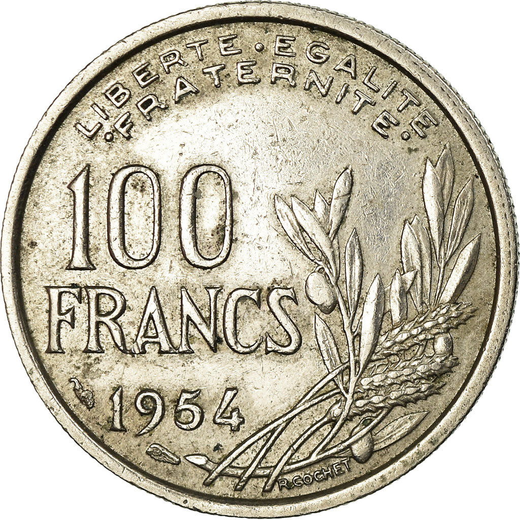 Moeda, França, Cochet, 100 Francs, 1954, EF(40-45), Cobre-níquel, KM:919.1