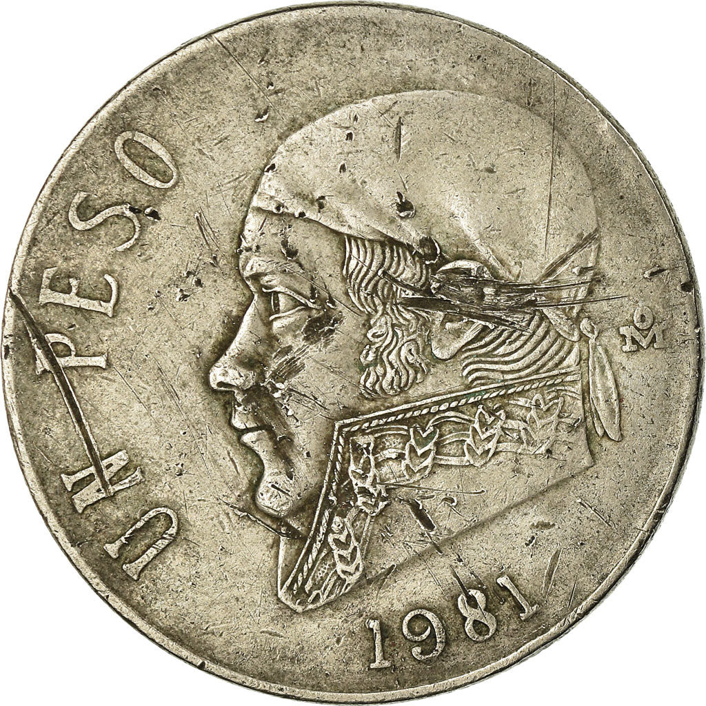 Moneta, Mexico, Peso, 1981, Mexico City, VF(30-35), Miedź-Nikiel, KM:460