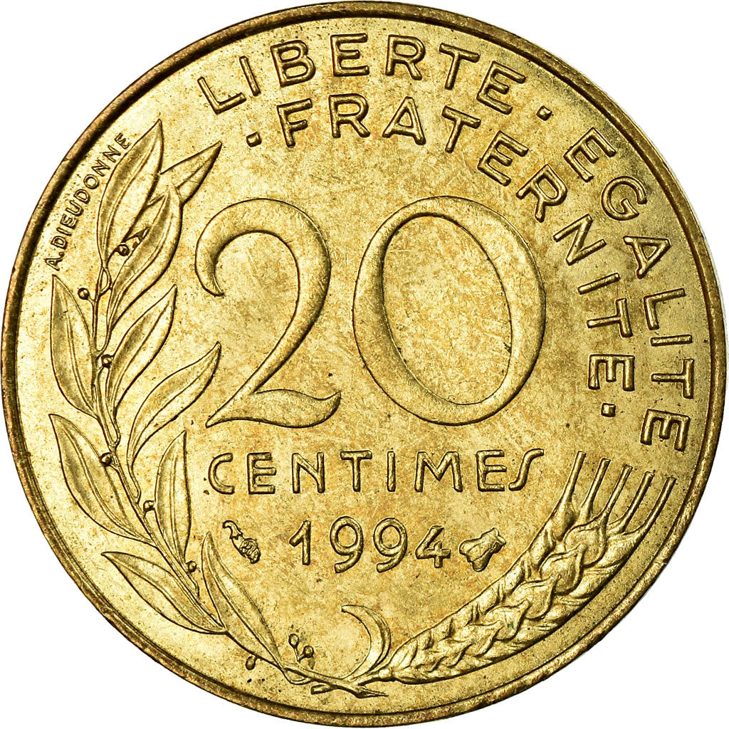 Münze, Frankreich, Marianne, 20 Centimes, 1994, Paris, SS, Aluminum-Bronze