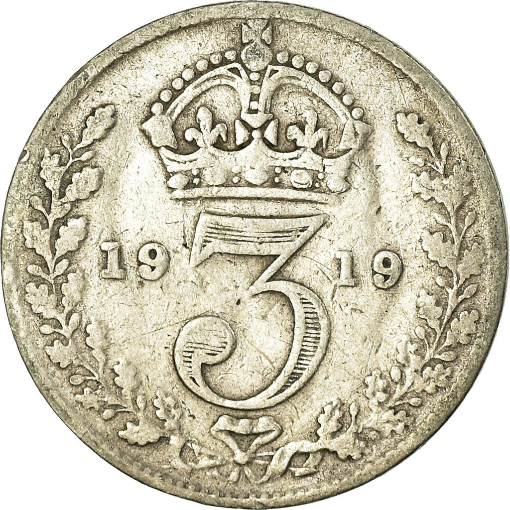 Coin, Great Britain, George V, 3 Pence, 1919, EF(40-45), Silver, KM:813