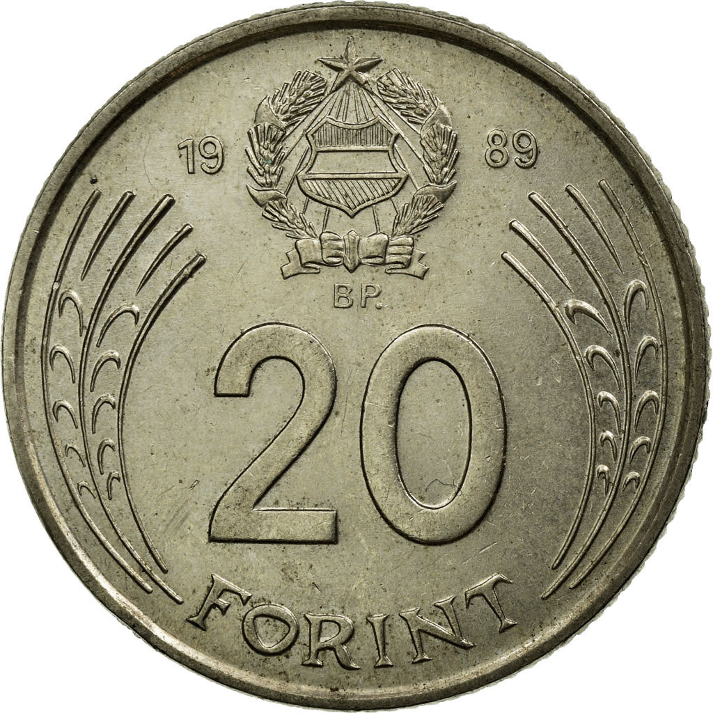 Moneda, Hungría, 20 Forint, 1989, Budapest, MBC+, Cobre - níquel, KM:630