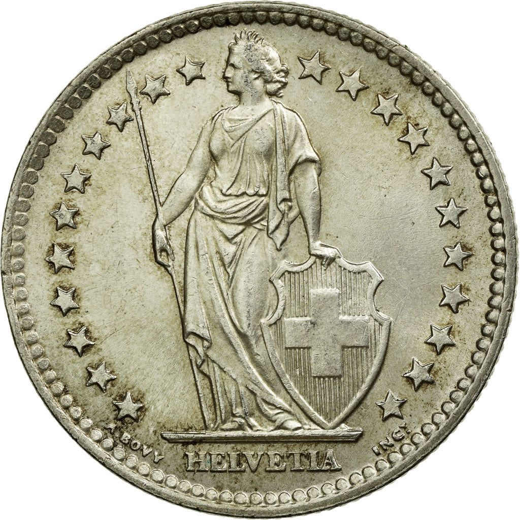 Coin, Switzerland, 2 Francs, 1965, Bern, AU(55-58), Silver, KM:21