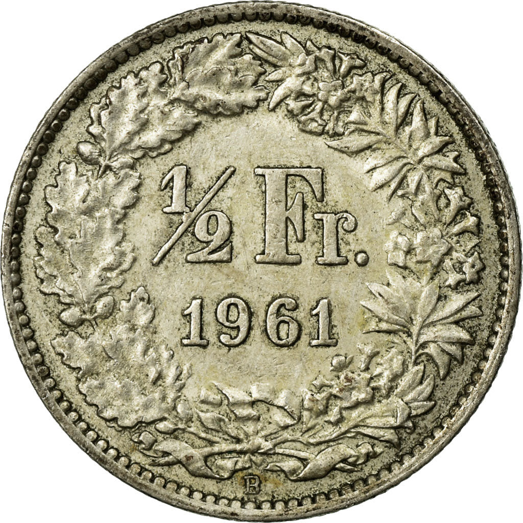 Coin, Switzerland, 1/2 Franc, 1961, Bern, VF(30-35), Silver, KM:23