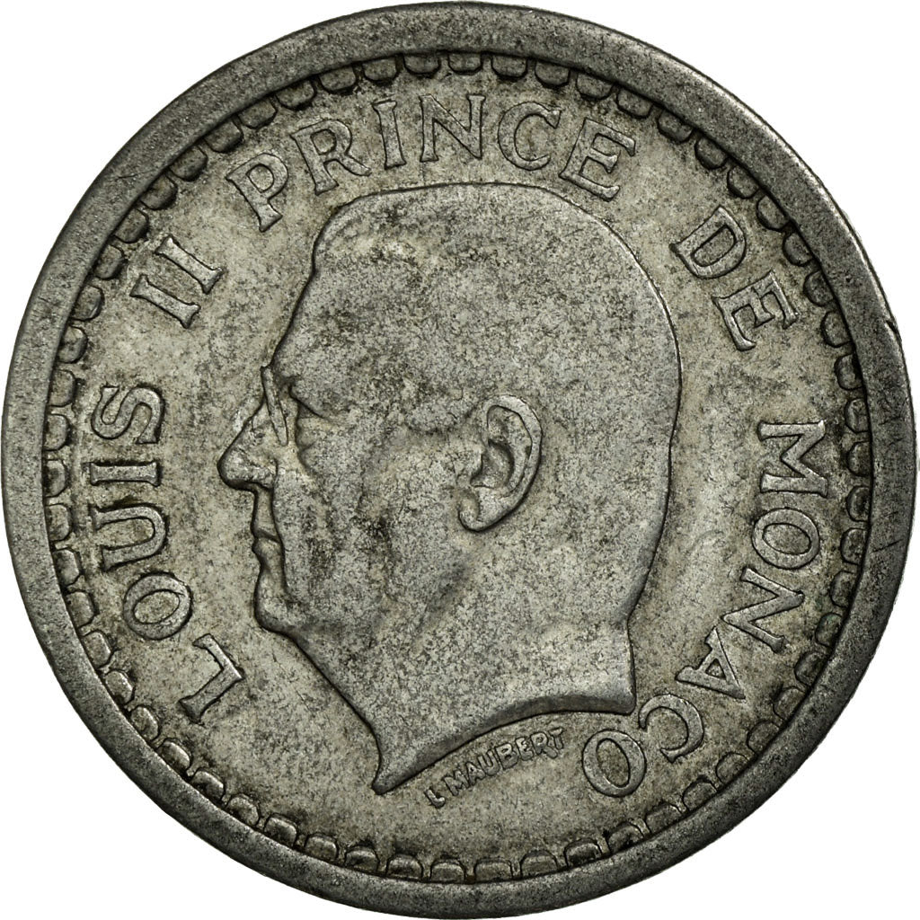 Coin, Monaco, Louis II, Franc, 1943, Poissy, EF(40-45), Aluminum, KM:120