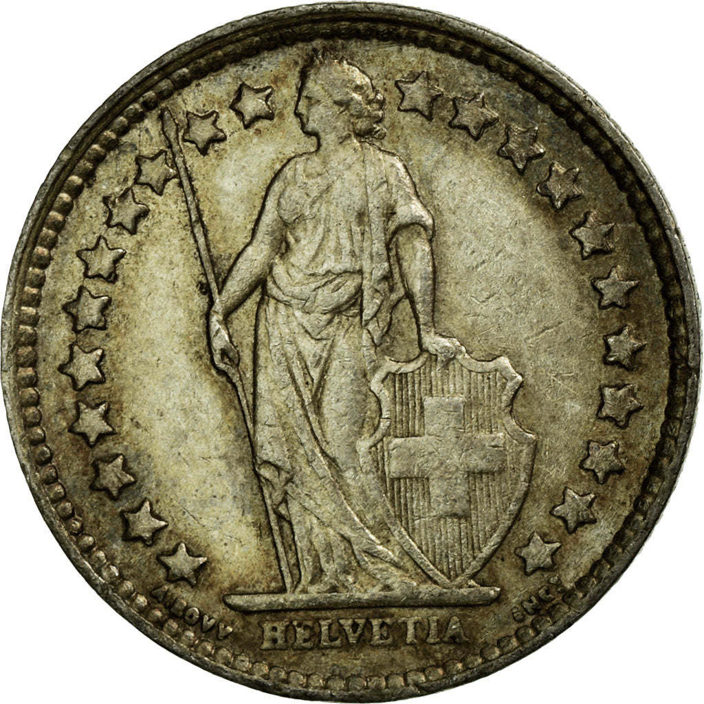 Coin, Switzerland, 1/2 Franc, 1943, Bern, EF(40-45), Silver, KM:23
