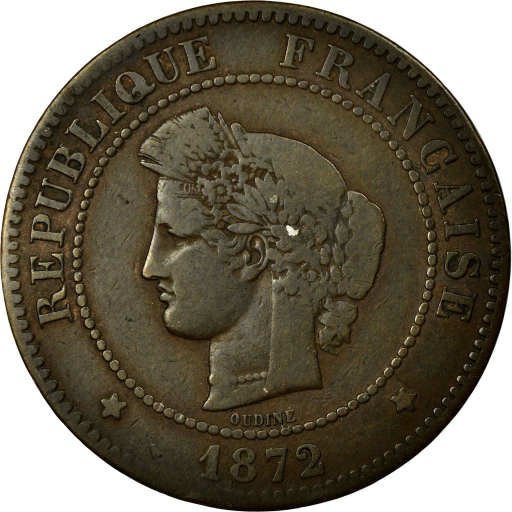 Coin, France, Cérès, 5 Centimes, 1872, Paris, Petit A, VF(20-25), Bronze
