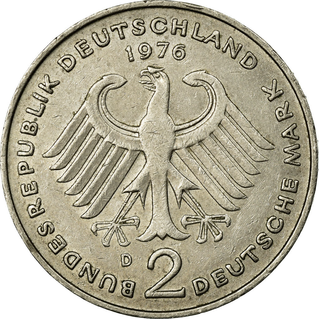 Moneta, Niemcy - RFN, 2 Mark, 1976, Munich, EF(40-45), Miedź-Nikiel niklowany