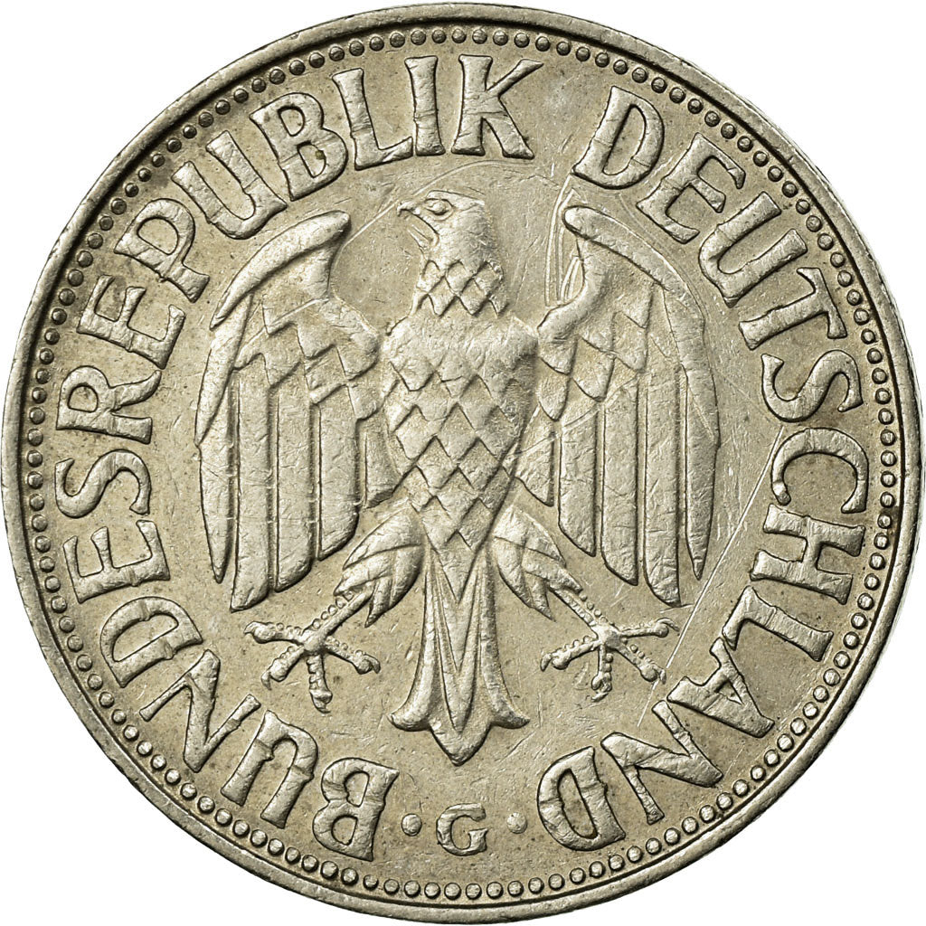 GERMANIA - REPUBBLICA FEDERALE, 1 Mark, 1963, Karlsruhe, Bronzo, BB, KM:106