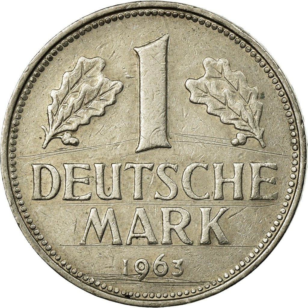 GERMANIA - REPUBBLICA FEDERALE, 1 Mark, 1963, Karlsruhe, Bronzo, BB, KM:106