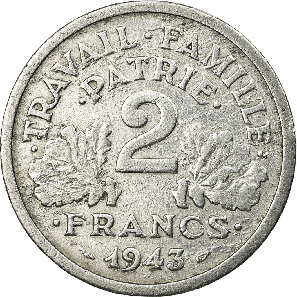 Münze, Frankreich, Bazor, 2 Francs, 1943, Beaumont - Le Roger, S+, Aluminium