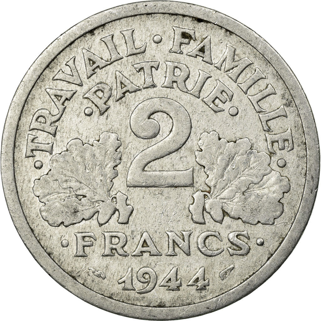 Münze, Frankreich, Bazor, 2 Francs, 1944, Beaumont - Le Roger, S, Aluminium