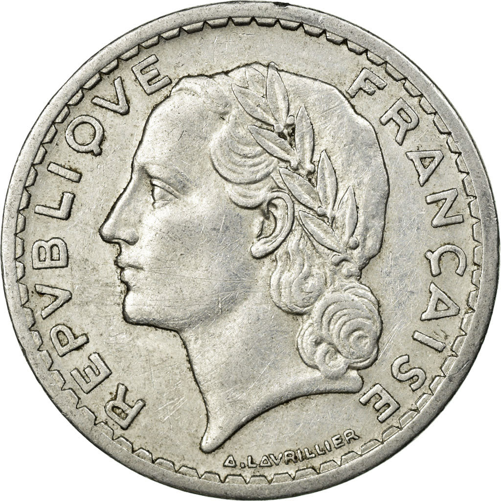 Moneda, Francia, Lavrillier, 5 Francs, 1946, Beaumont - Le Roger, MBC, Aluminio
