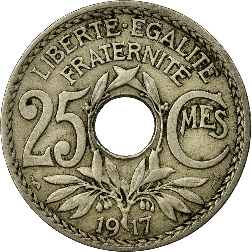 Munten, Frankrijk, Lindauer, 25 Centimes, 1917, ZF, Copper-nickel, KM:867a