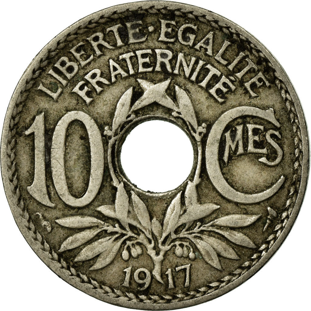 Munten, Frankrijk, Lindauer, 10 Centimes, 1917, Paris, ZF, Copper-nickel