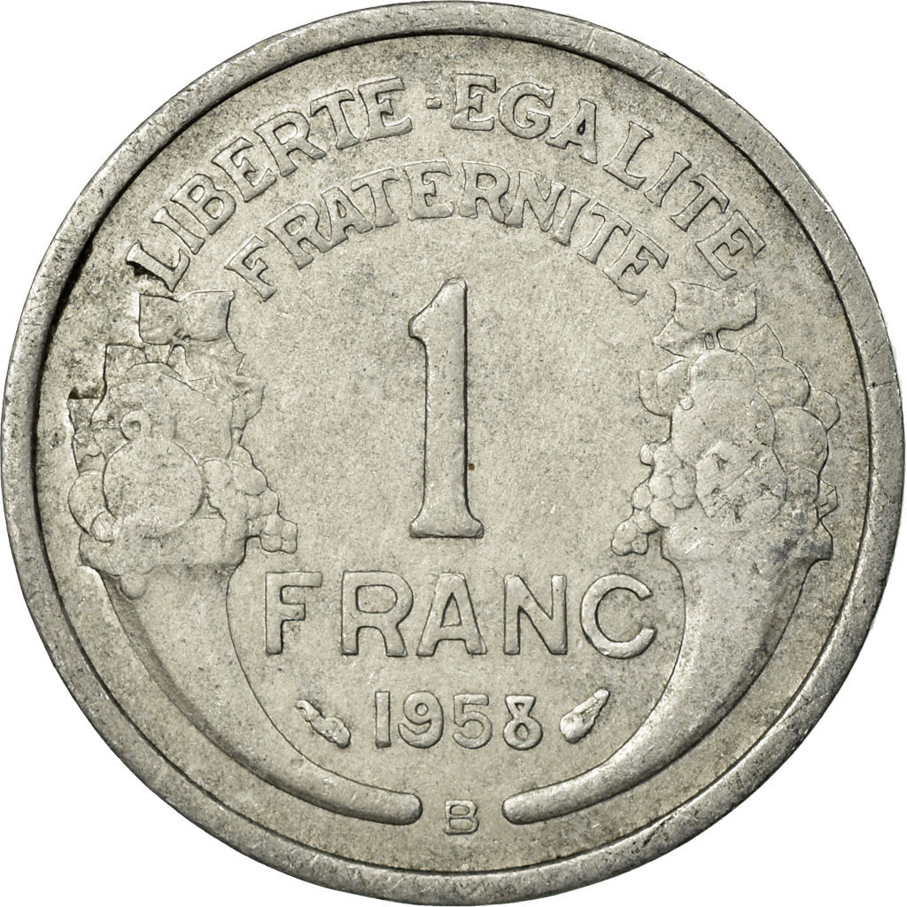 Moneta, Francia, Morlon, Franc, 1958, Beaumont - Le Roger, MB, Alluminio