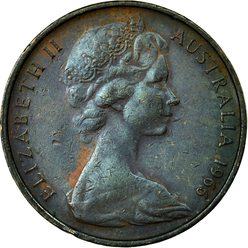 Coin, Australia, Elizabeth II, 2 Cents, 1966, EF(40-45), Bronze, KM:63