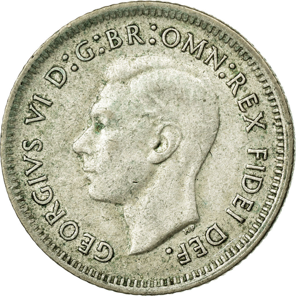 Moeda, Austrália, George VI, Sixpence, 1951, Melbourne, VF(20-25), Prata, KM:45