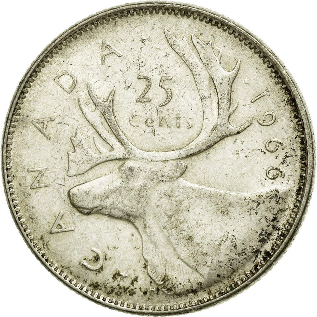 Coin, Canada, Elizabeth II, 25 Cents, 1966, Royal Canadian Mint, Ottawa