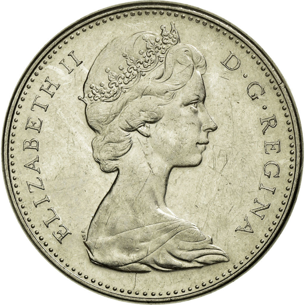 Moneda, Canadá, Elizabeth II, 5 Cents, 1966, Royal Canadian Mint, Ottawa, MBC