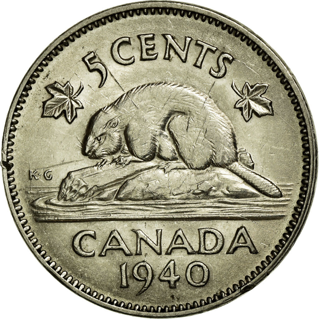 Moneta, Canada, George VI, 5 Cents, 1940, Royal Canadian Mint, Ottawa