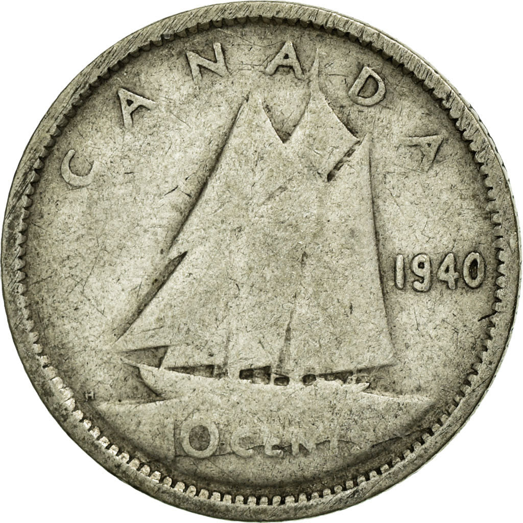 Monnaie, Canada, George VI, 10 Cents, 1940, Royal Canadian Mint, Ottawa, TB