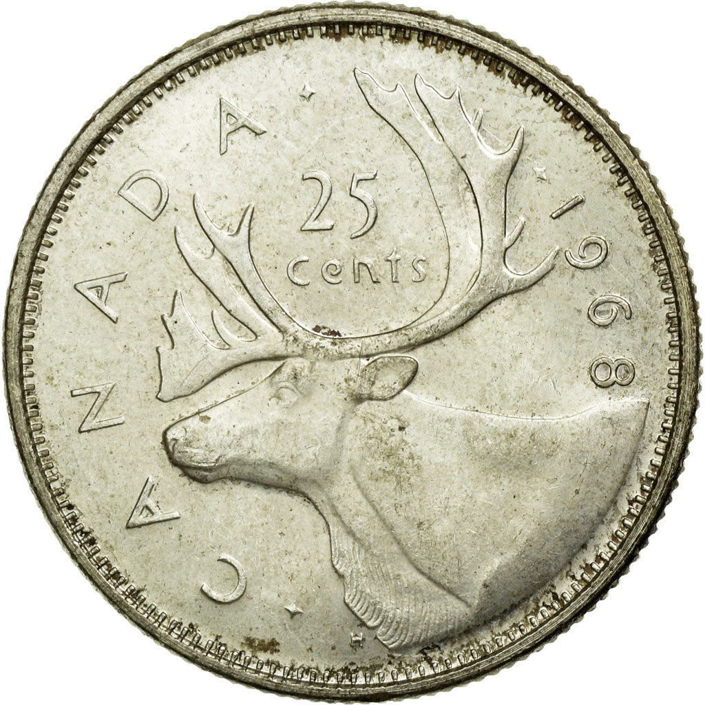 Moeda, Canadá, Elizabeth II, 25 Cents, 1968, Royal Canadian Mint, Ottawa