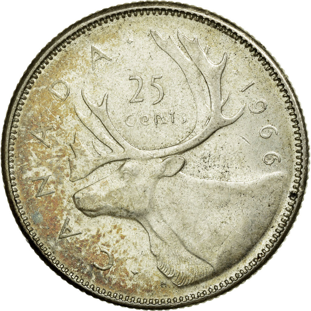 Moneta, Canada, Elizabeth II, 25 Cents, 1966, Royal Canadian Mint, Ottawa