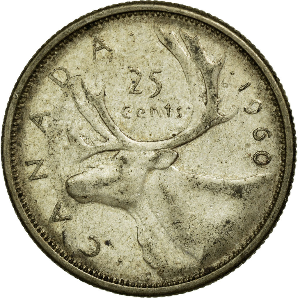 Coin, Canada, Elizabeth II, 25 Cents, 1960, Royal Canadian Mint, Ottawa