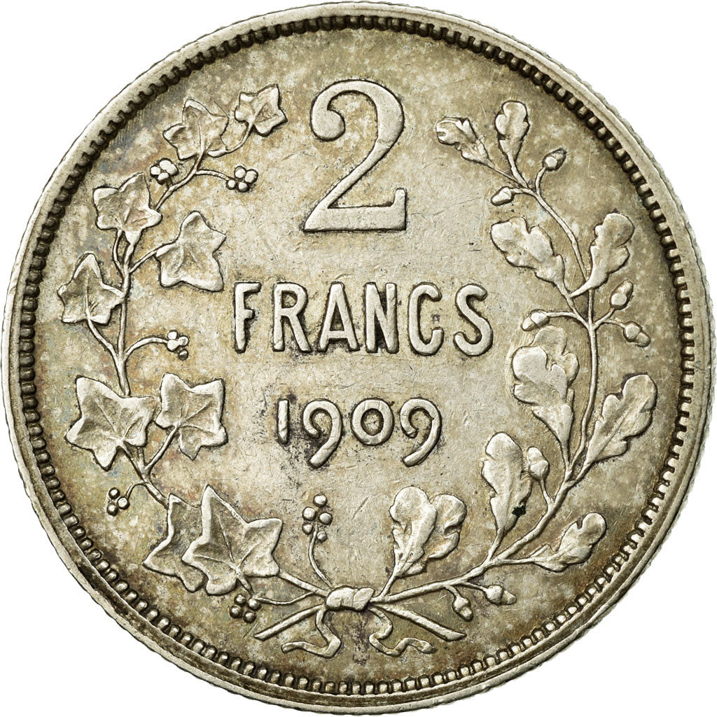 Coin, Belgium, 2 Francs, 2 Frank, 1909, EF(40-45), Silver, KM:58.1