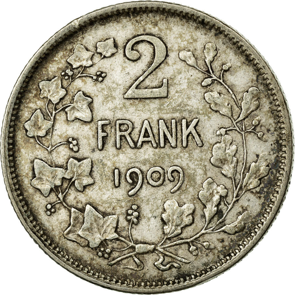 Coin, Belgium, 2 Francs, 2 Frank, 1909, EF(40-45), Silver, KM:59