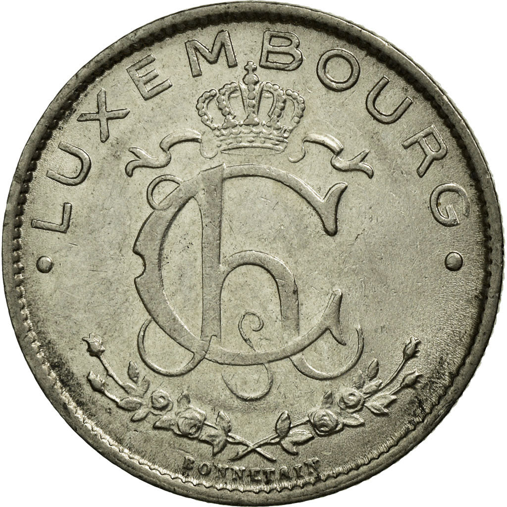 Coin, Luxembourg, Charlotte, Franc, 1924, EF(40-45), Nickel, KM:35